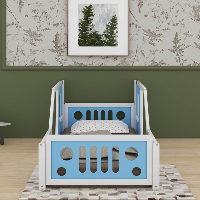 Lit plateforme simple avec roulettes Classic, Bleu