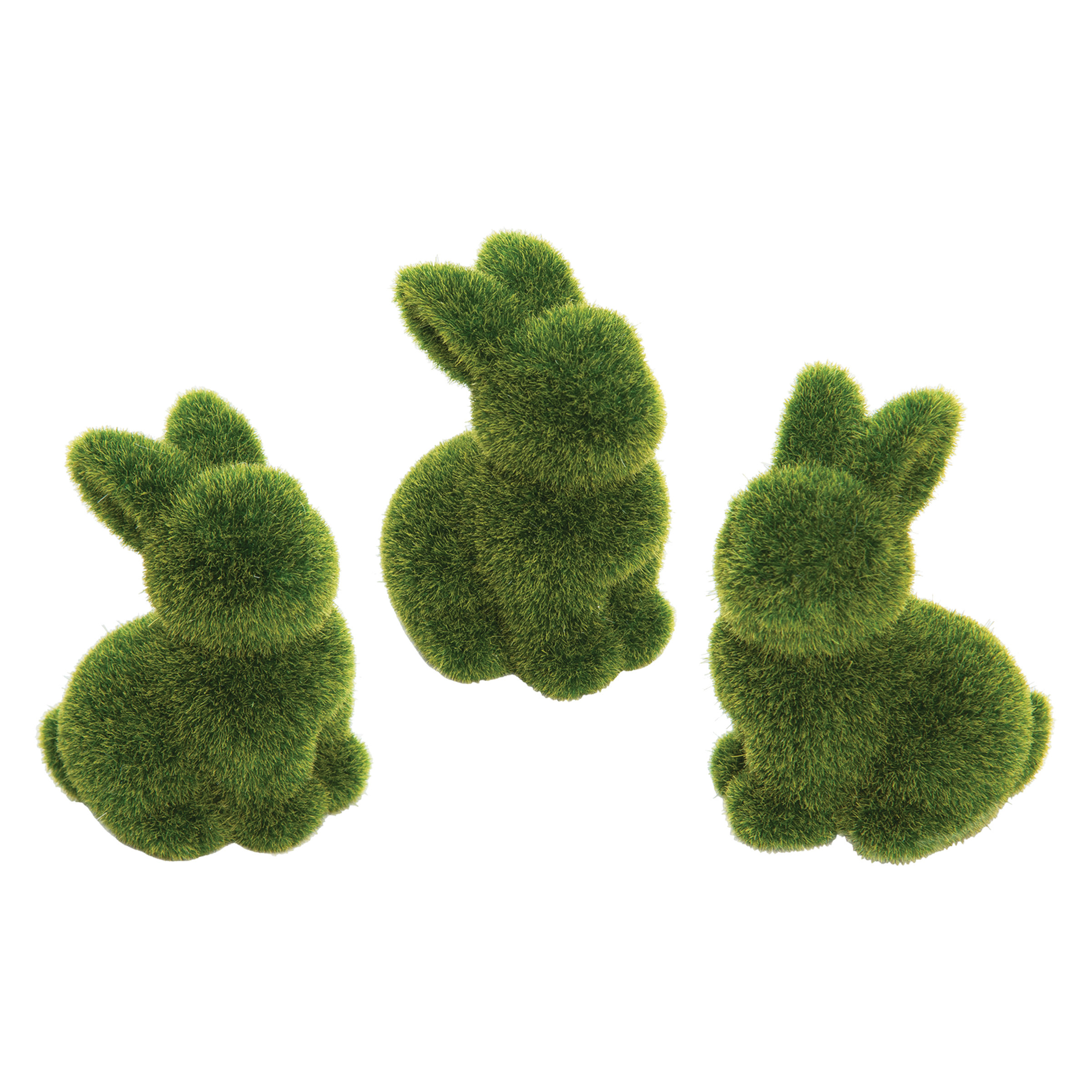 The Holiday Aisle® Moss Flocked Easter Bunny Set of 3 | Wayfair