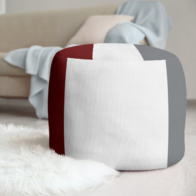Repose-pieds cubique rond à rayures 20,5", Marron / Blanc / Gris foncé