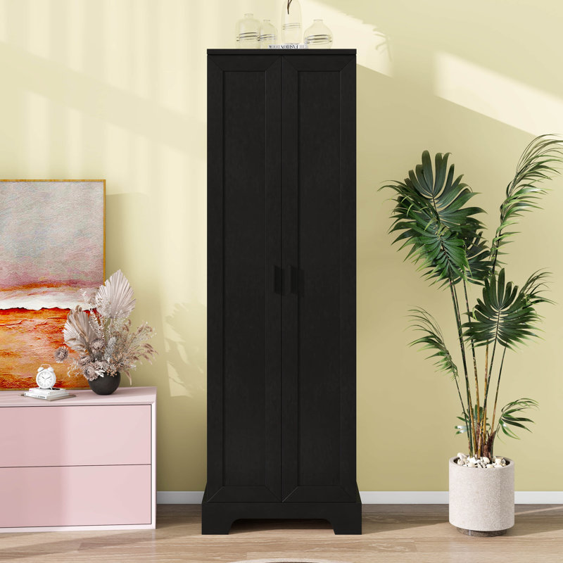2-Door Storage Cabinet For Bathroom, Office, Adjustable Shelves, Waterproof MDF Board, Anti-Tip Design, Easy Assembly, Black
