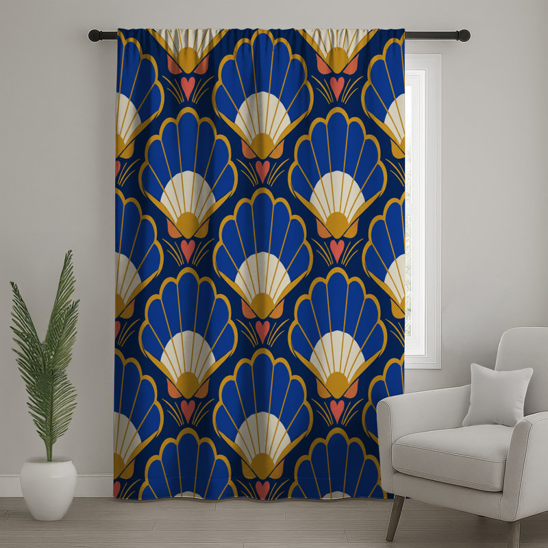 Rideaux de fenêtre Art Deco Shells, 50" x 80" - 1 Panel, Sheer