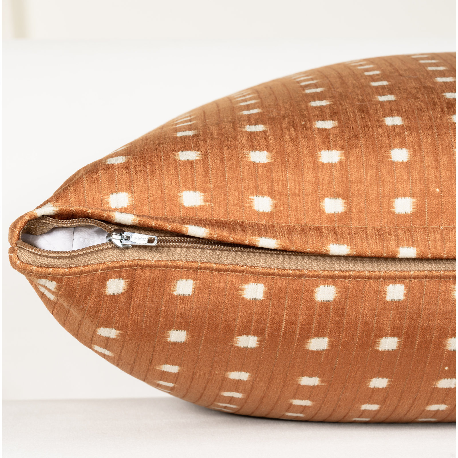 Grid Throw Pillow, Rectangle 12"H x 21"W, Feather, Orange