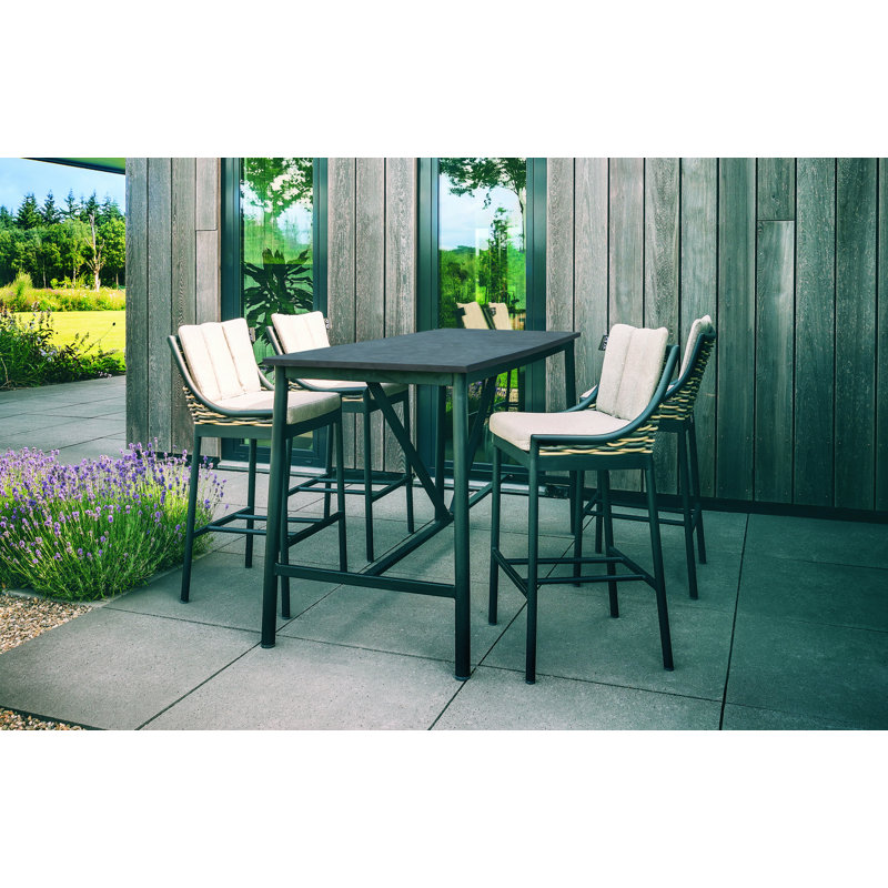 Table de salle à manger rectangulaire en béton léger avec trou pour parasol 59 po x 30 po Teleshia