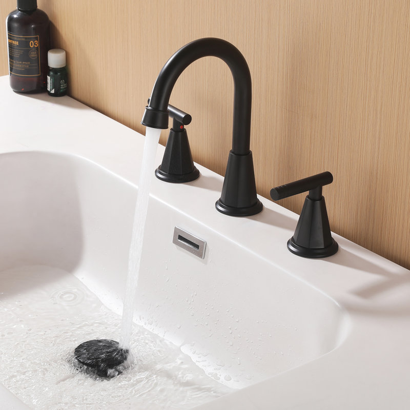 Robinet de salle de bain 7,75 "à 3 trous, robinet de salle de bain traditionnel à 2 poignées avec ensemble de bonde, Noir mat