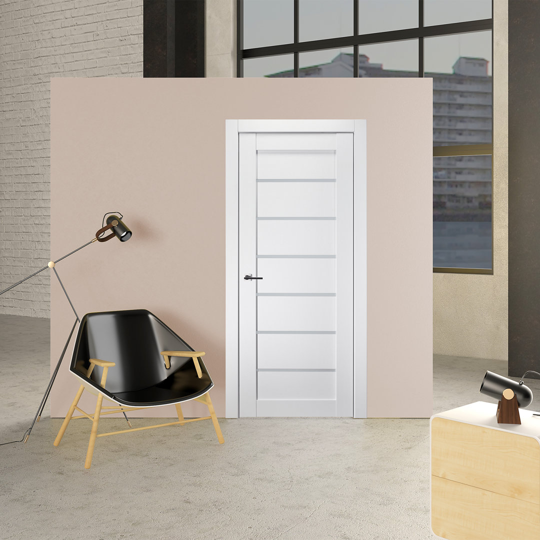 Alba DIY-Friendly Manufactured Wood and Glass Paneled Door With Quick Assemble Jamb Belldinni 