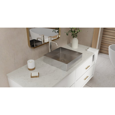 Lavabo de salle de bain vasque en acier inoxydable brossé 15,75 "x 15,75" Badeloft ES-WB-400-BS