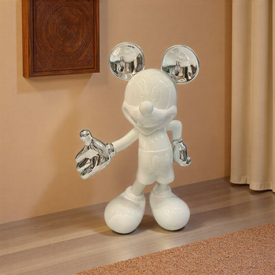 Sculpture moderne Pop Art Mickey avec fibre de verre et placage chromé