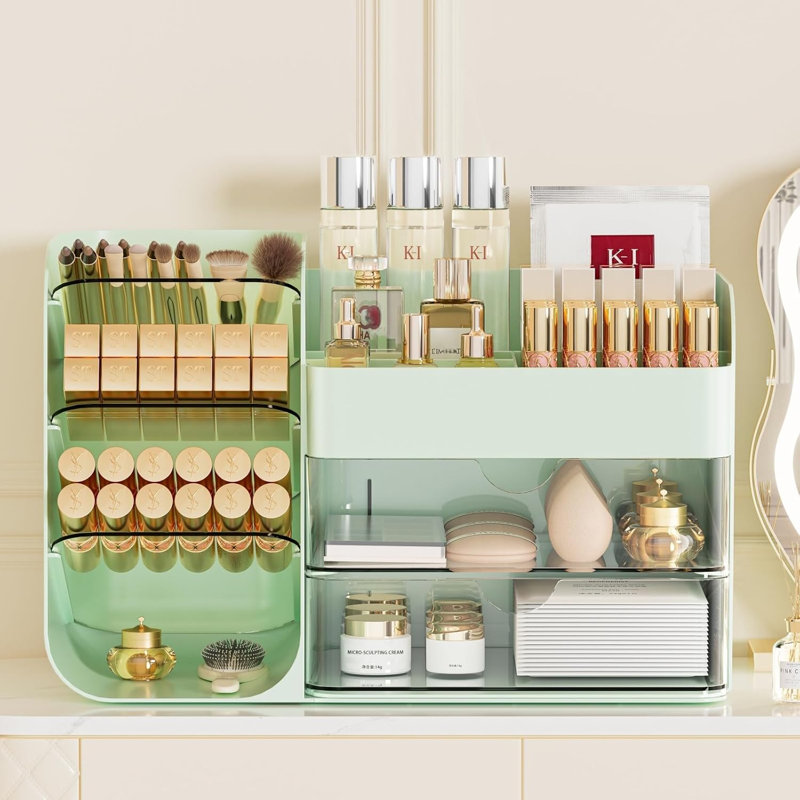 Organisateur de maquillage avec porte-brosse pour coiffeuse, organisateur de maquillage de comptoir