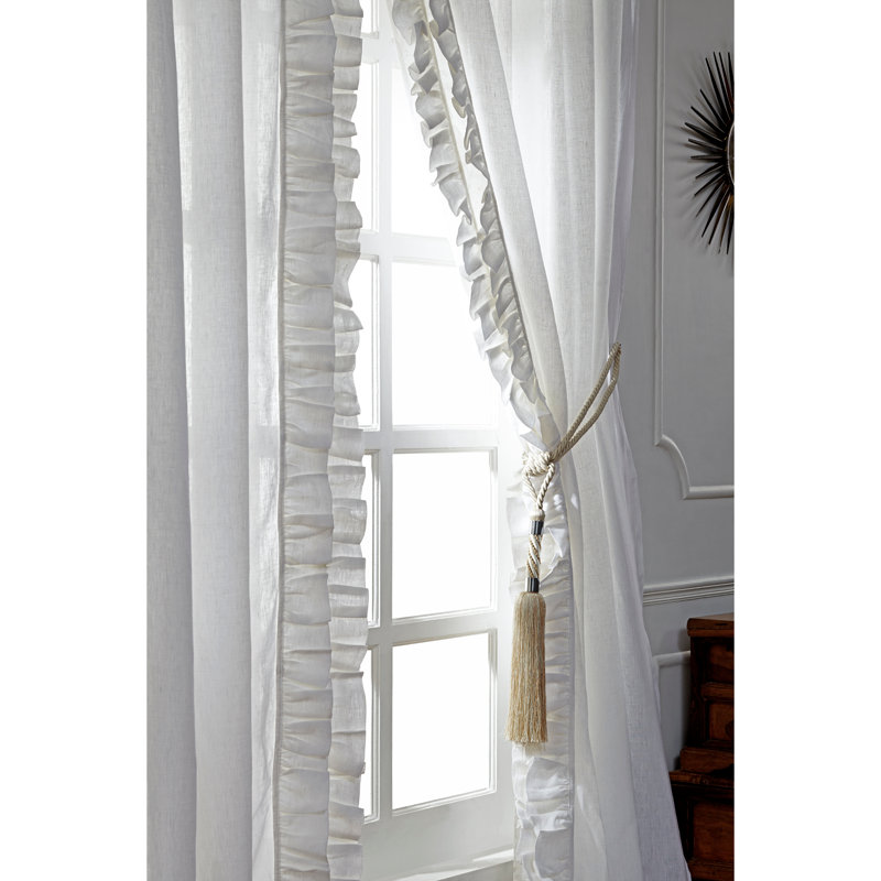 Banji Cotton Blend Semi Sheer Curtain Pair, White