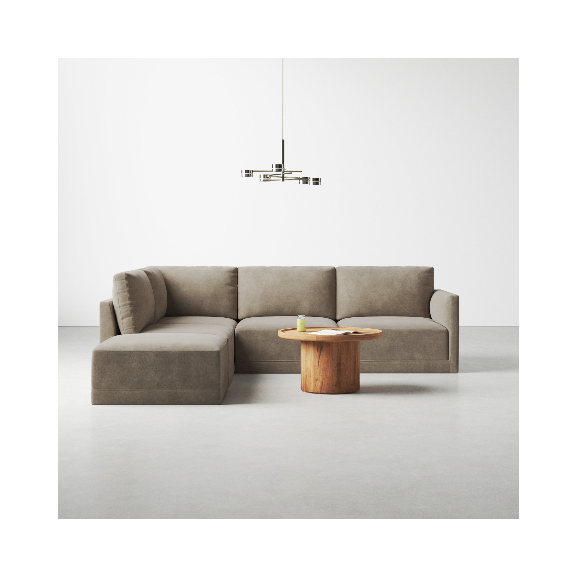 Deirdre Modular Upholstered Chaise L-Sectional, Taupe