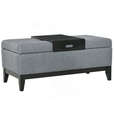 Rectangular Storage Ottoman Bench, Coffee Table Ottoman With Removable Tray, Bench For Bedroom