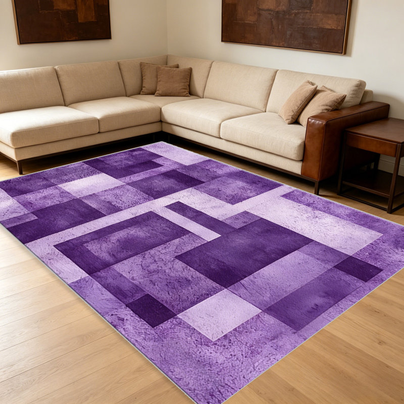 Modern Abstract Geometric Purple carpet-easy to clean, machine-washable, soft and comfortable; suitable for door mats, kitchens, living rooms, bedrooms, corridors, and laundry areas. Easy to clean, durable carpet for home decoration.
