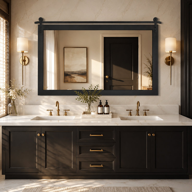 Miroir mural brunilda, 26 po x 40 po, Noir
