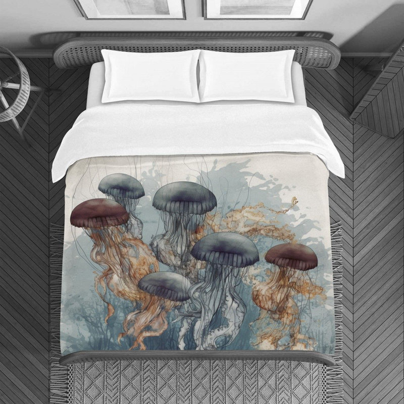 Coastal Jellyfish Polyester Duvet Cover, Twin Duvet Cover