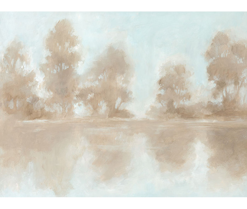 "Trees Near Water" par Richard Ryder - Art mural encadré, Image au gel brossé
