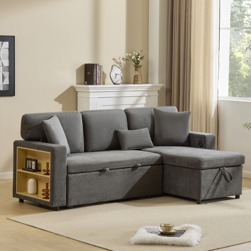 3 Seater Fabric Sofa Bed, Grey