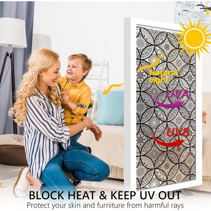 Decor Stained Glass Window Film With Installation.., Clear/Black