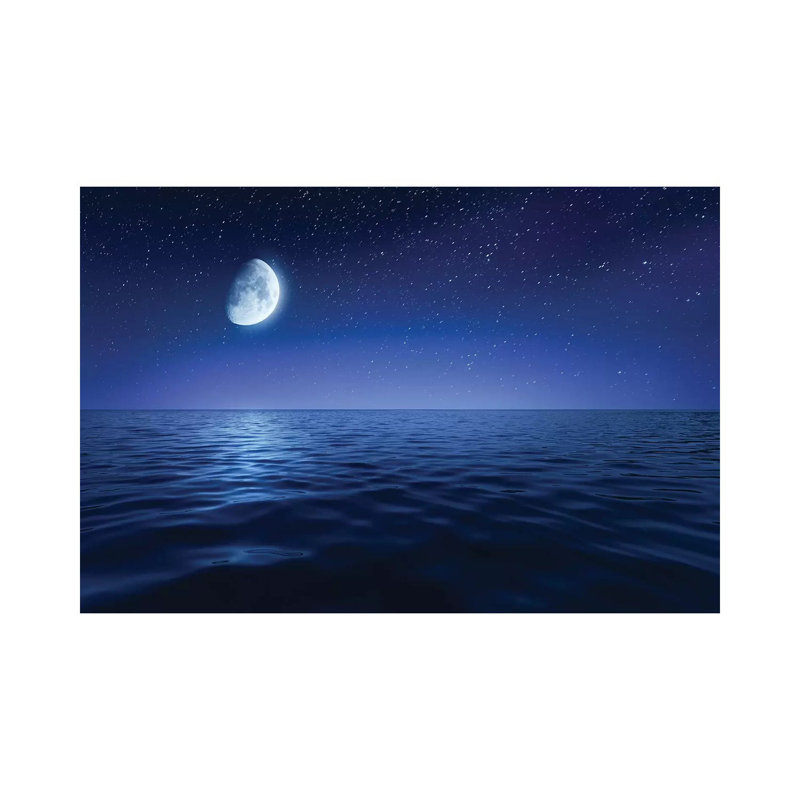 Tranquil Seas Against Rising Moon in a Starry Sky, Crete, Greece 1 Piece Wrapped Canvas Wall Art