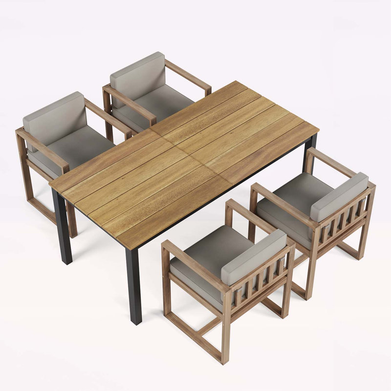 Exquisite Patio Dining Set for Unforgettable Outdoor Gatherings, Light Brown/Light Gray