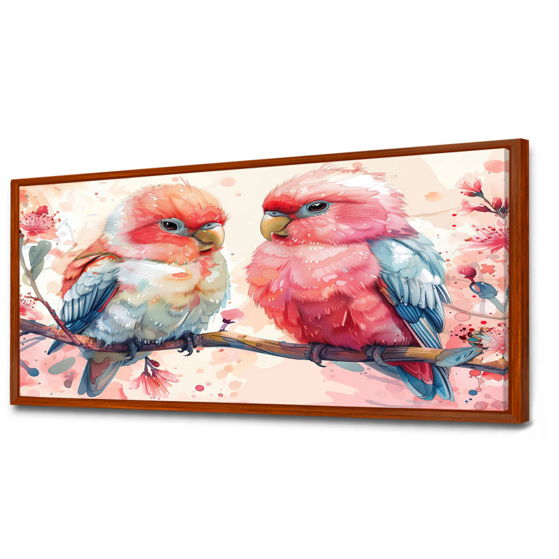 Saxatil - Art mural perroquet, H 28 po x l 60 po, Cadre flottant brun