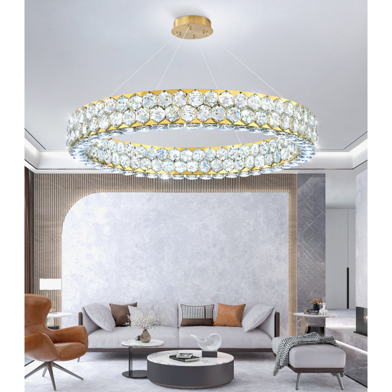 Lustre moderne pour salle à manger, Anneau 32 po, Doré