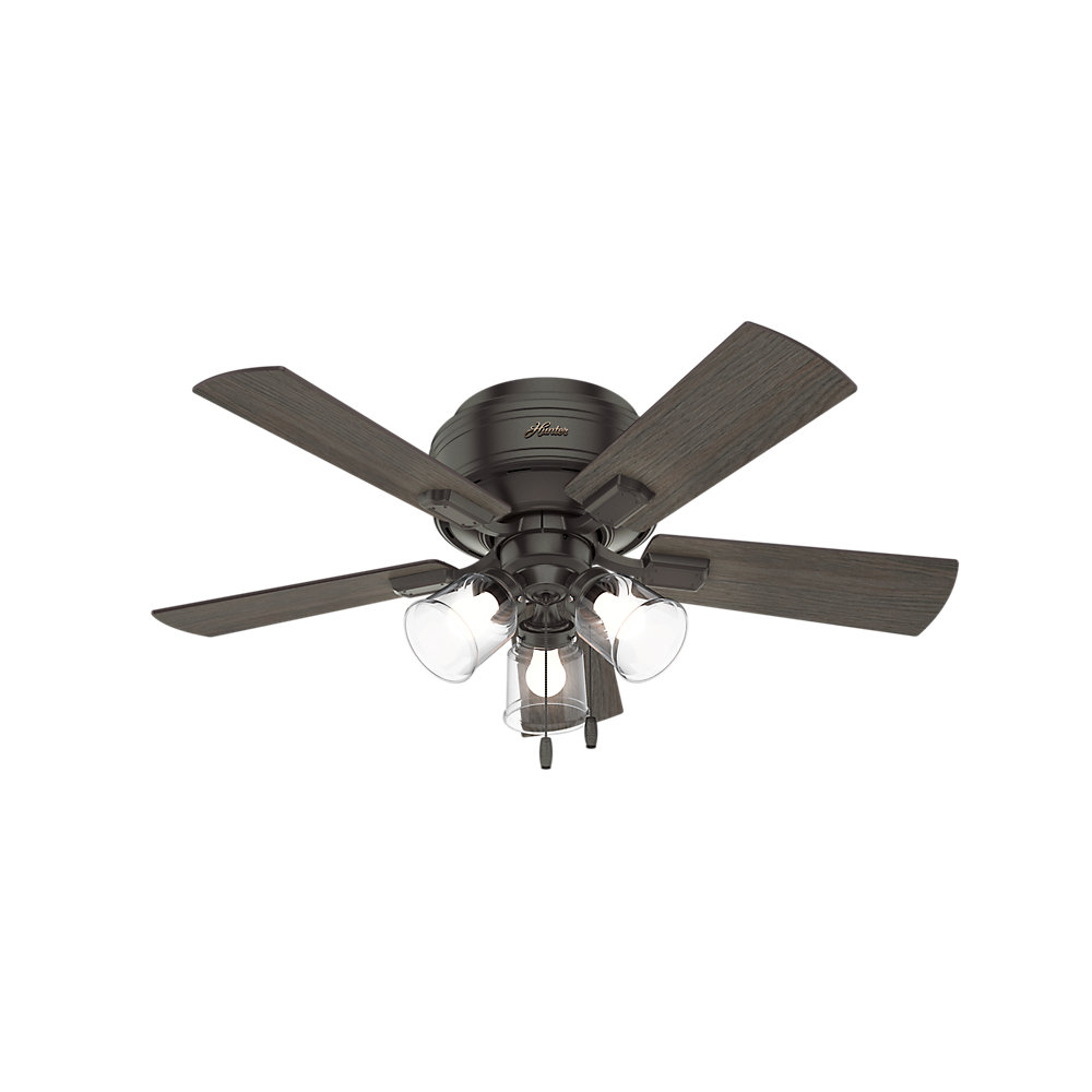 42" Crestfield 5 - Blade Indoor Modern Farmhouse Small Room Ceiling Fan with Lights and Pull Chains Hunter Fan Blade 