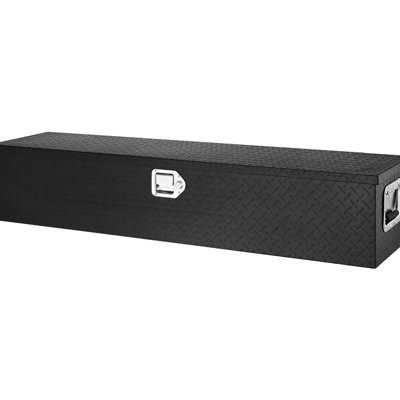 Black Aluminum Diamond Plate Tool Box, 48"X15"X15", With Side Handle And Lock Keys, For Truck Bed, Pickup, Trailer, Secure Storage Heavy Duty Bed Black, Protects Theft