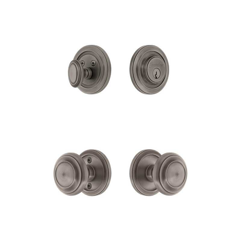 Grandeur Circulaire Rosette Entry Set with Circulaire Knob in Antique Pewter, 2.375", Antique Pewter