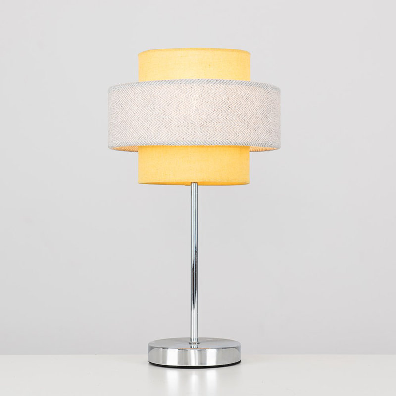 Bogaerts Metal Table Lamp, Not Included, Mustard/Herringbone