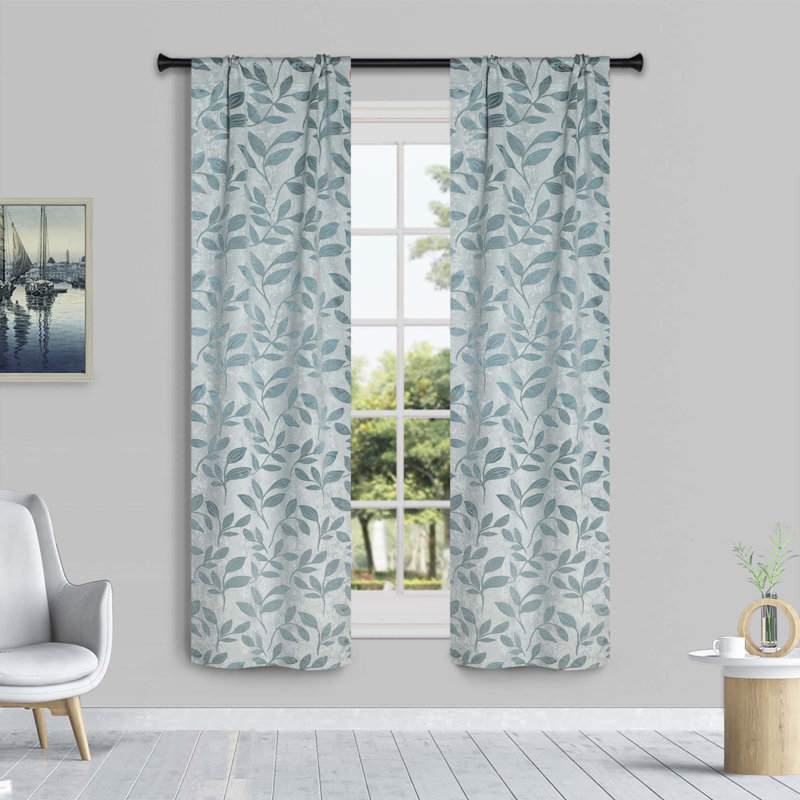 Finklea Floral Pattern Polyester Light Filtering/Room Darkening Rod Pocket Curtain Panels, 52" W x 96" L, Copper