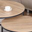 Table gigogne ronde 24 po, table basse d'appoint, finition bois de chêne naturel, peu encombrante, style industriel moderne-1880663021