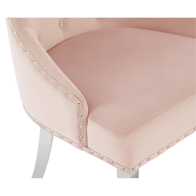 Montford Chairs Velvet Full Back Side Chair, Pink
