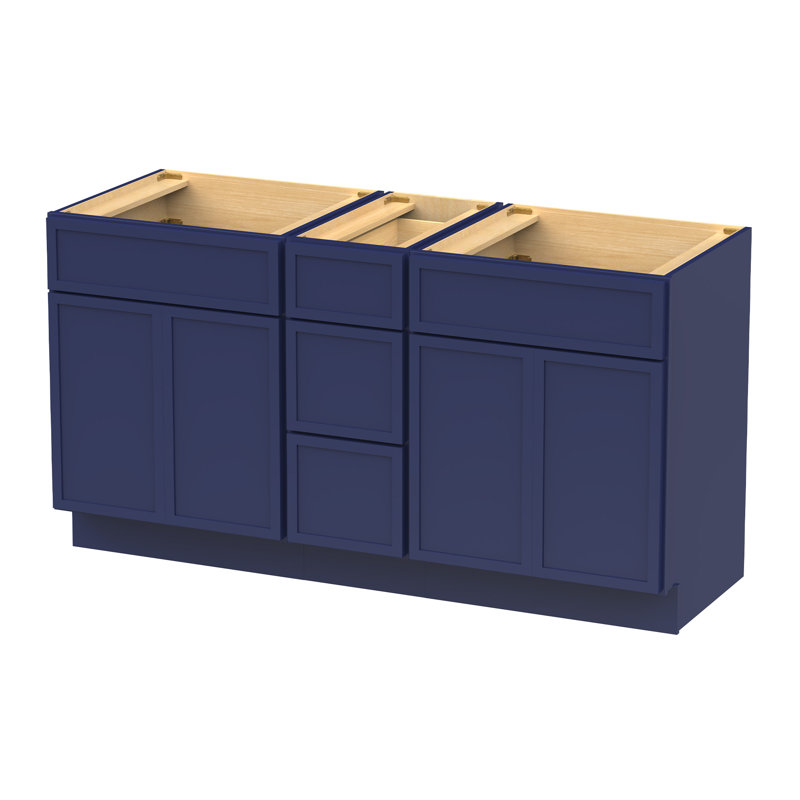 60 Double Bathroom Vanity Base Only, Blue