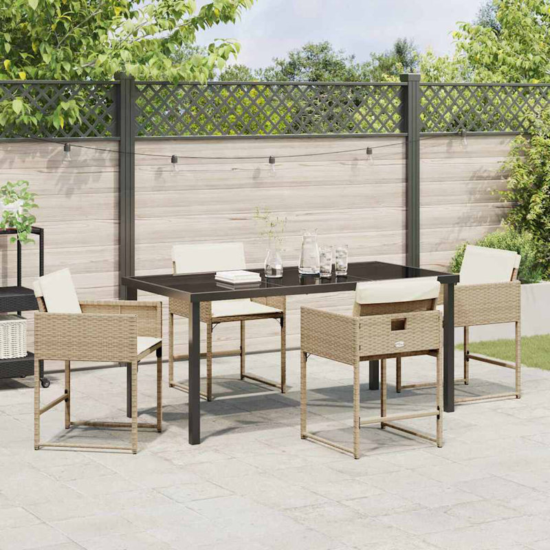 4 - Person Patio Dining Set with, Beige, Beige