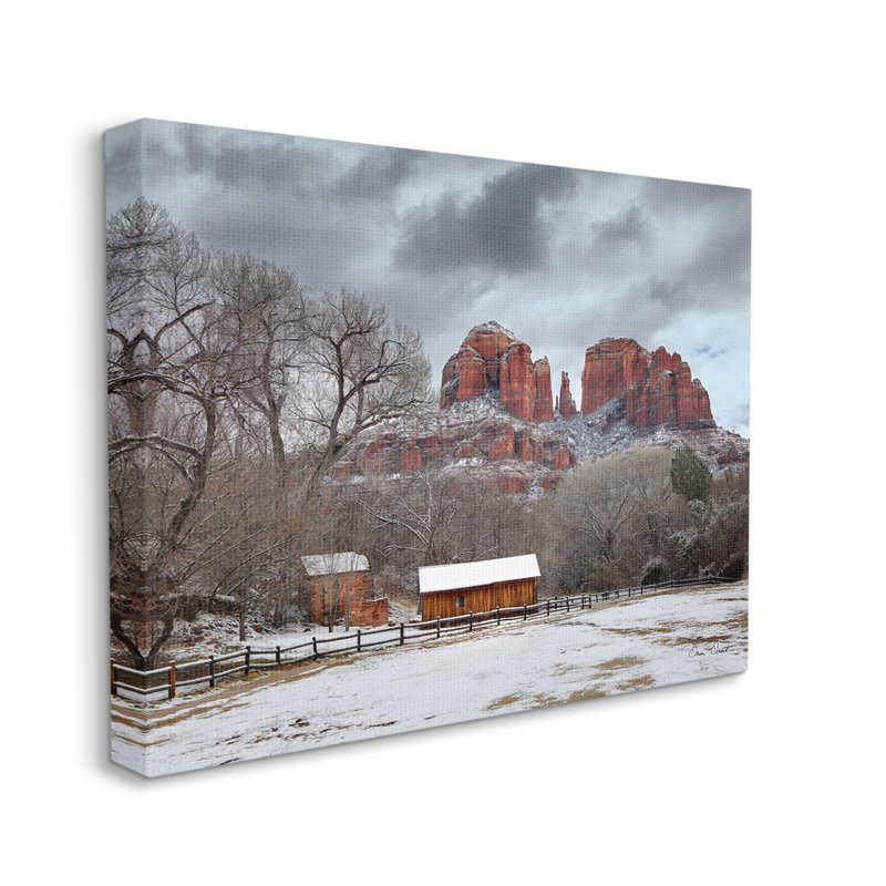 Photographie de paysage champêtre enneigé sur bois par David Drost, H 24 po x l 30 po x P 1,5 po, Giclée encadrée noir minuit