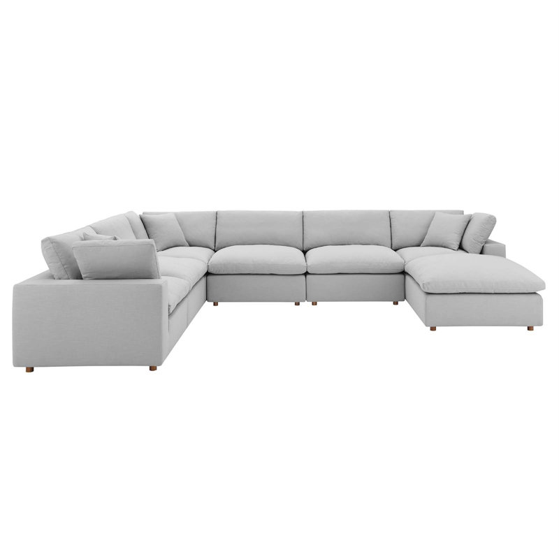 Ensemble de canapé modulaire rembourré et rembourré Commix, 7 pièces avec Chase par Modway, Gris clair