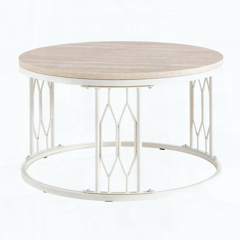 Table basse 27,5 pouces, Blanc / bois