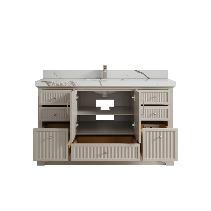 Alys 60'' Single Bathroom Vanity with Top, Calacatta Gold