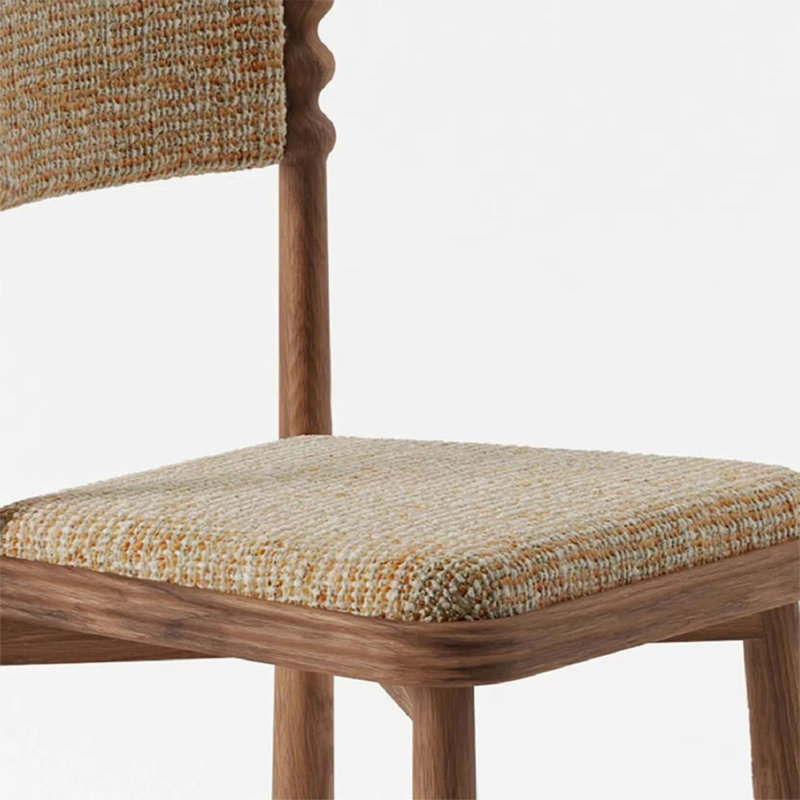 Chaise d'appoint à dossier en bois massif de style médiéval (ensemble de 2)