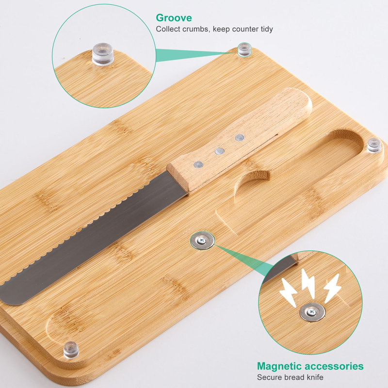 Boîte à pain pour comptoir de cuisine, grand contenant à pain avec couvercle en bambou, boîte à pain en fer pour votre maison, blanc
