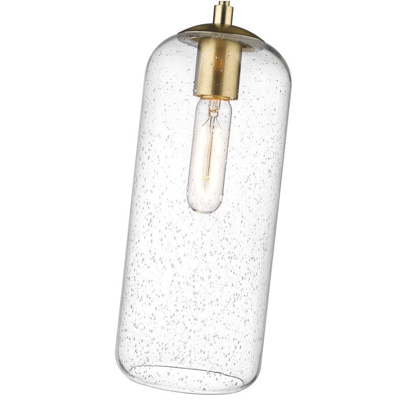 Luminaire suspendu 1 lumière Campos, Transparent, Laiton héritage, H 127 po x l 5,25 po x P 5,25 po