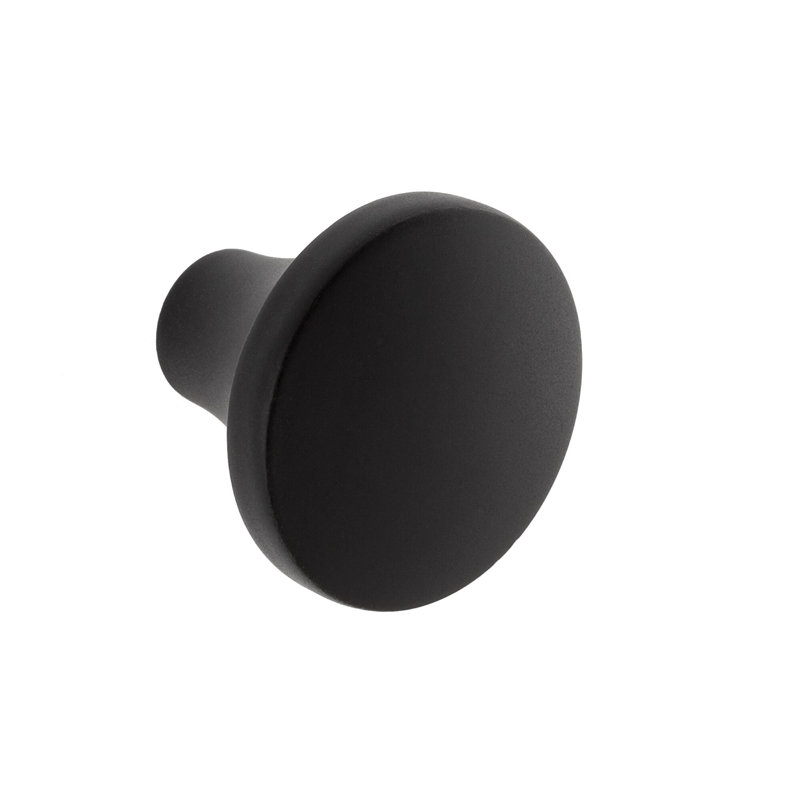 Lancaster 1-1/8" Diameter Matte Black Round Cabinet Knob, Matte Black