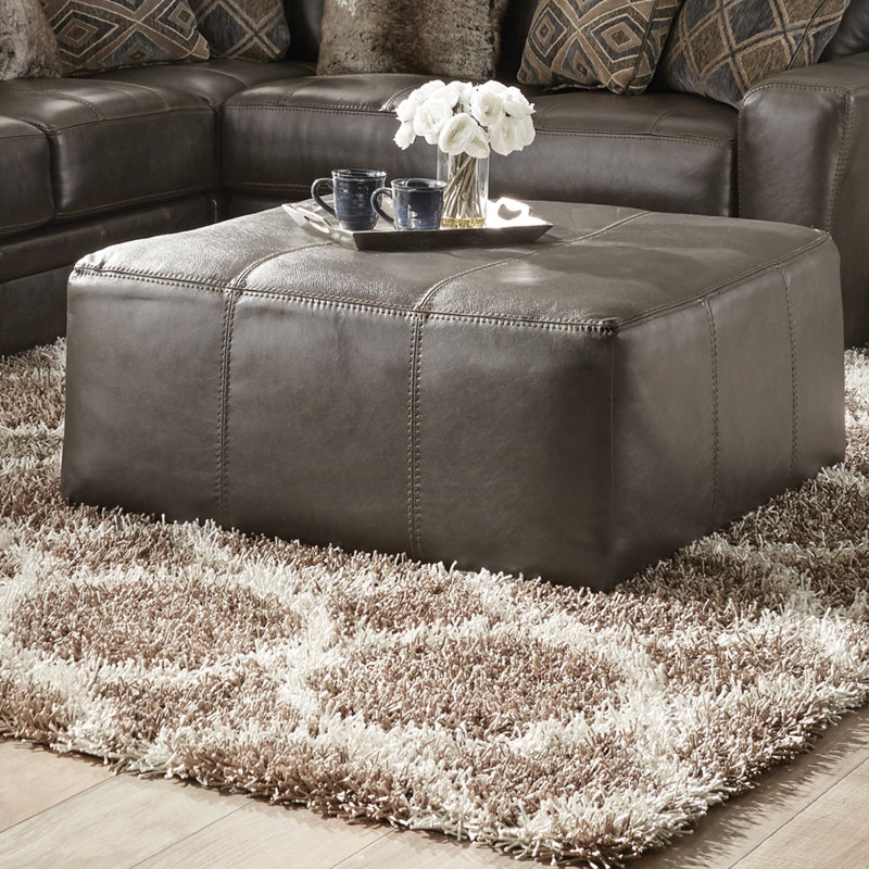 Repose-pieds carré en cuir véritable Hopwood