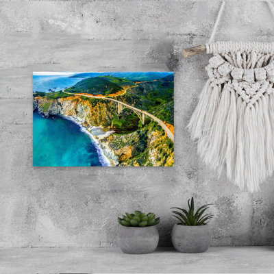 Aerial View Of Bixby Creek Bridge Along Pacific Ocean Coastline Big Sur California USA by Vito Palmisano - Wrapped Canvas Print