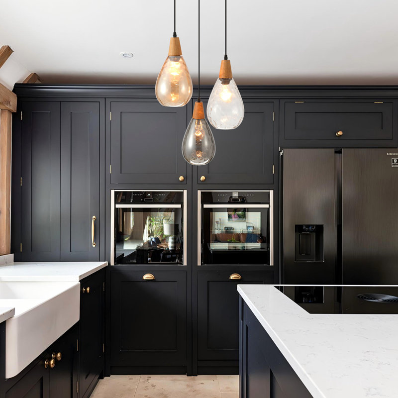 Modern 3 - Light Cluster Glass Pendant Light For Kitchen Island, Foyer