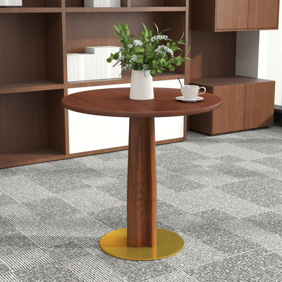Modern Round Solid Wood Conference Table, Equipped With Solid Wood Base