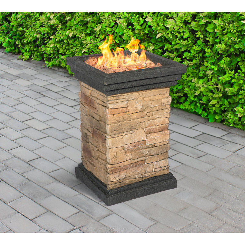 Aledra Square Polyresin Propane Smokeless Fire Column