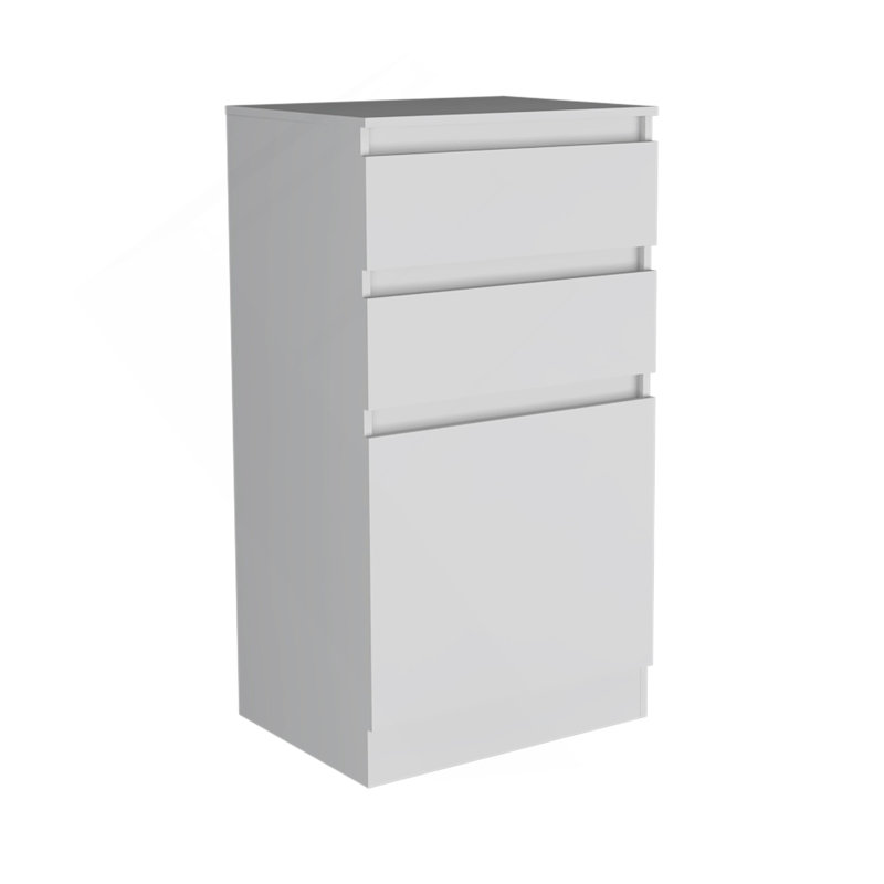 Commode H 43 po, armoire à bijoux, miroir, armoire à porte simple, deux tiroirs, blanc, Blanc