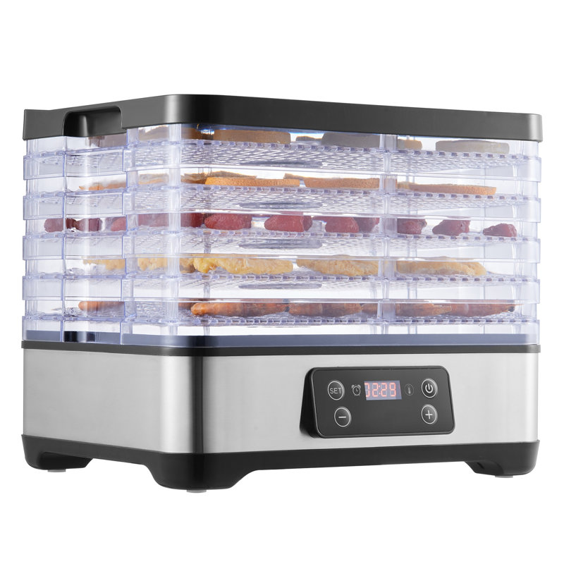 Déshydrateur alimentaire électrique à 5 plateaux avec minuterie numérique et contrôle de température réglable, argent