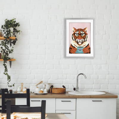 «Tiger and Bubble Tea», impression sous verre, par Courtney Haley